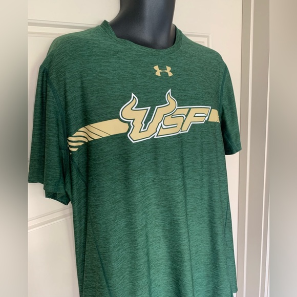 UNDER Armor University of South‎ Florida Men’s shirt, green gold Large - Picture 4 of 10